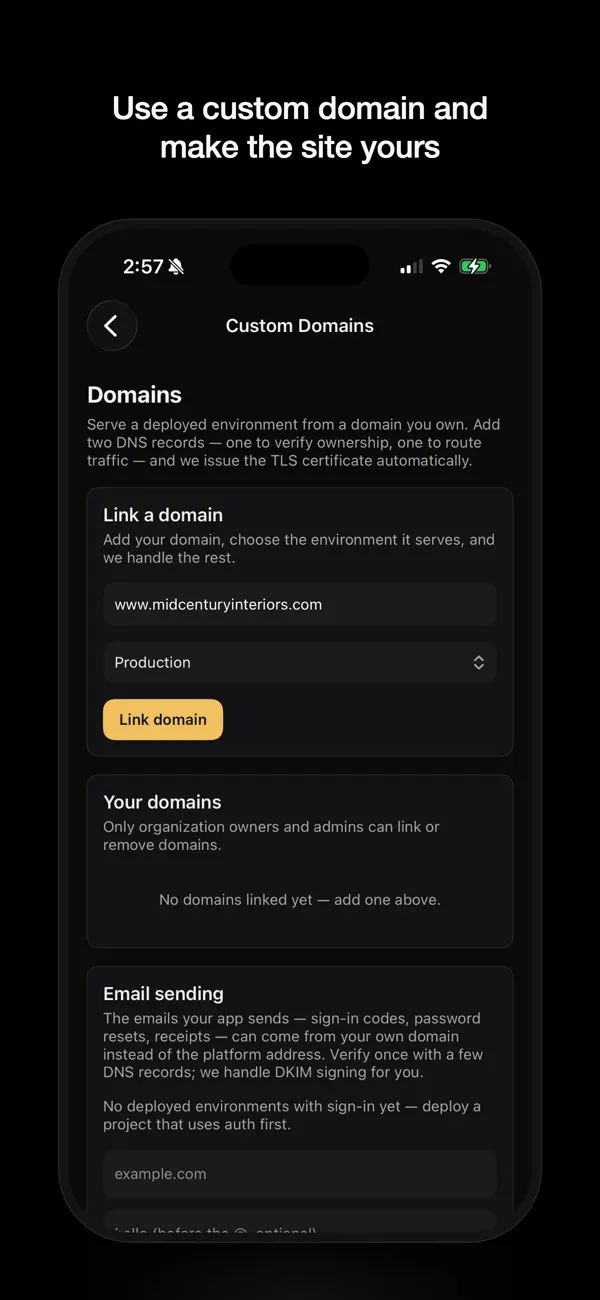 Connecting a custom domain